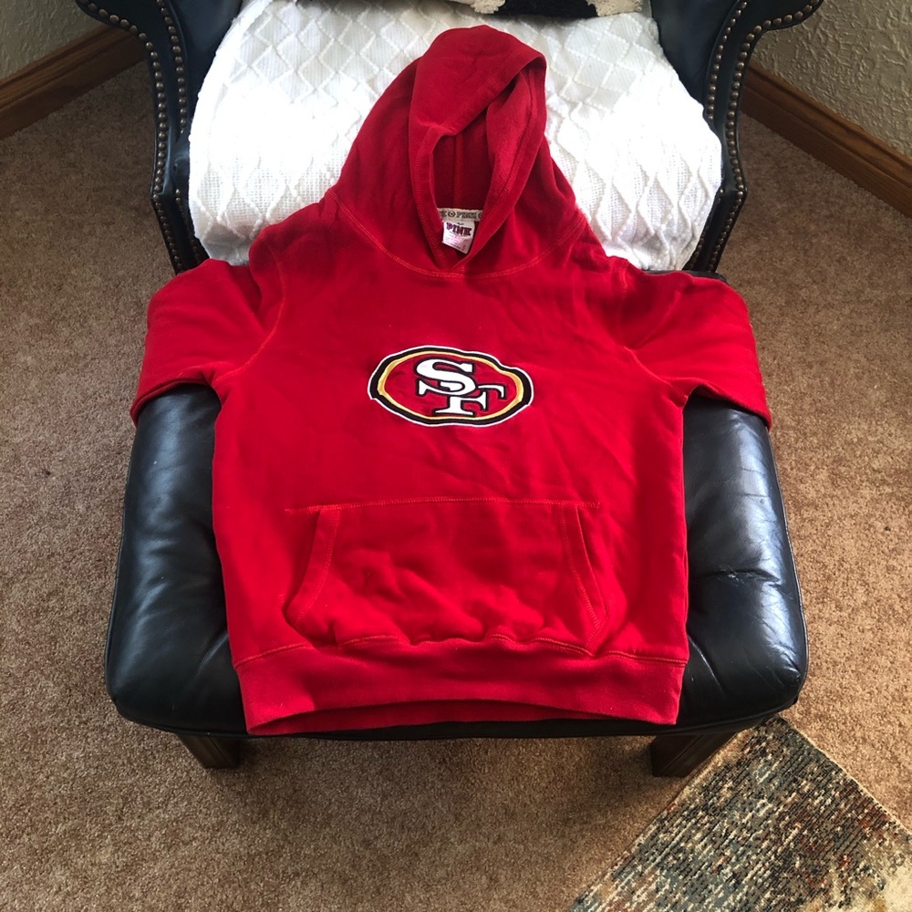 NFL pink small women’s embroidered 49ers hoodie red  NWOT